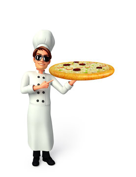 Young chef with pizza