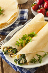 Delicious Homemade Spinach and Feta Savory French Crepes