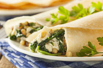 Delicious Homemade Spinach and Feta Savory French Crepes