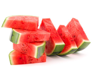 Sliced ripe watermelon isolated on white background cutout