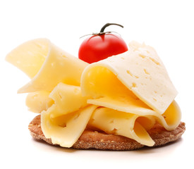 Cheese sandwich isolated on white background cutout