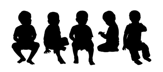 medium group of children seated silhouette 4
