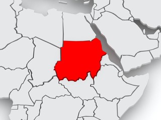 Fototapeta premium Map of worlds. Sudan.