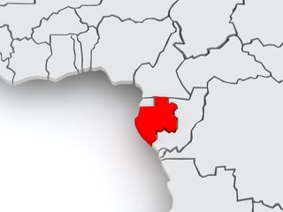 Fototapeta premium Map of worlds. Gabon.