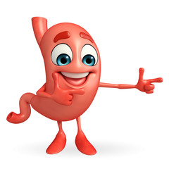 Cartoon Character of stomach with pointing pose