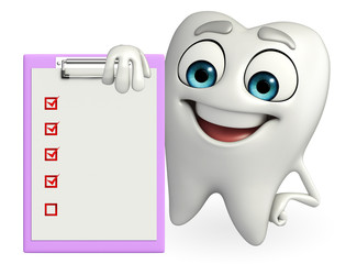 Teeth character with notepad