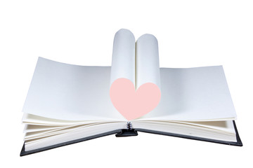 Book with Empty Pages and Pink Heart