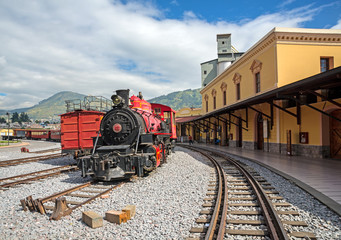 Fototapeta na wymiar old locomotive train on a railroad track