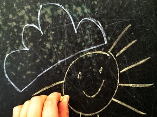 smiling chalk sun drawing