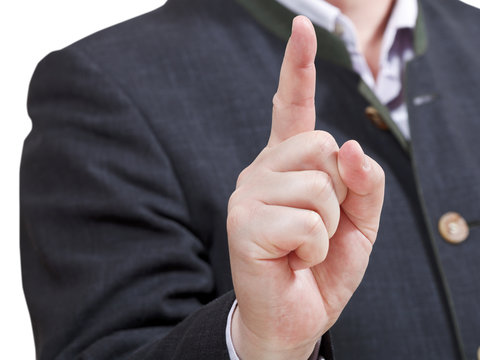 businessman pointing by forefinger - hand gesture