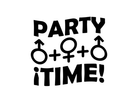 Party Time Threesome Sex Concept Typographic Design