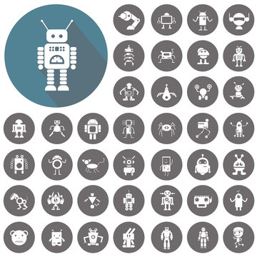 Robot icons set. Illustration eps10