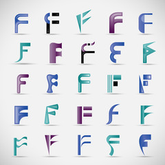 Letter Icons Set - Isolated On Gray Background