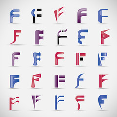 Letter Icons Set - Isolated On Gray Background