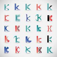 Letter Icons Set - Isolated On Gray Background