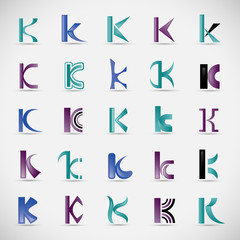 Letter Icons Set - Isolated On Gray Background