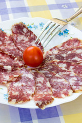 Slices of Italian sausage