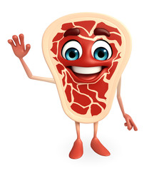 Meat steak character  is happy