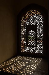 Window in Humayun Tomb in Delhi India