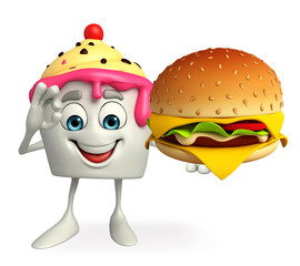 Ice Cream character with burger