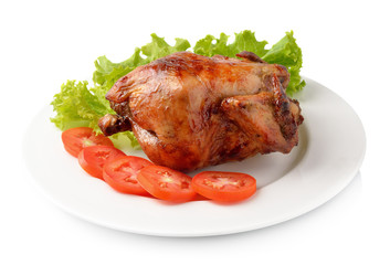 Roasted chicken seasoned with herbs