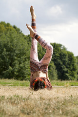 Young slim model shows her beautiful legs