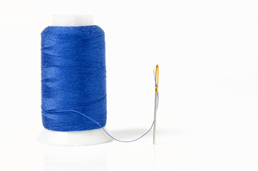 Blue thread with needle