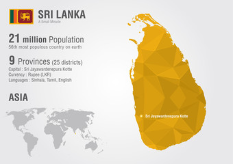 Sri lanka world map with a pixel diamond texture.