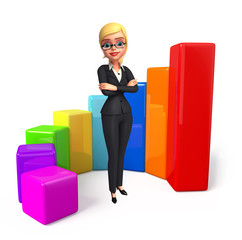 Young Business Woman with business graph