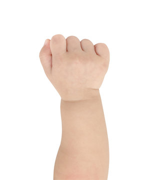Hand of the baby on a white background