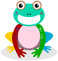 a smiling frog multicolor