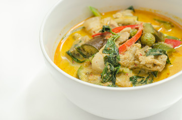 Green curry with pork and vegetables ,Thai food