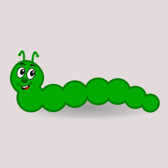 green caterpillar on a grey background