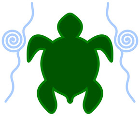 an icon turtle in water