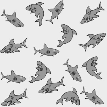 pattern for wrapping paper and filled with sharks