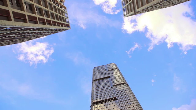HD -  Looking up of modern skyscrapers.