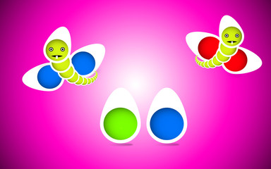 abstract colorful eggs butterfly