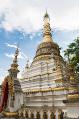 White pagoda of Buddhist temple in Chiang Mai, Thailand