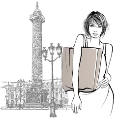 Foto op Plexiglas Young woman shopping in Paris © Isaxar