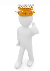 3d people - man, person with a golden crown. King