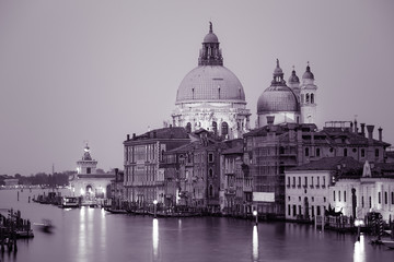 Fototapeta na wymiar Retro style image of Grand canal after sunset