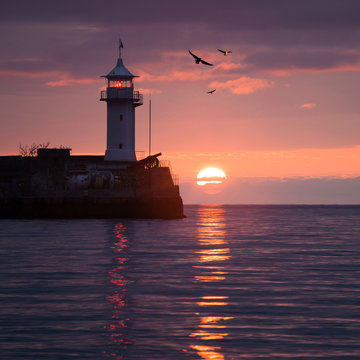 Lighthouse on sunrise