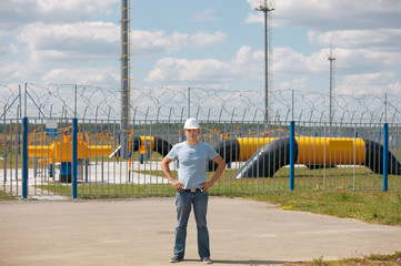 man working in a helmet