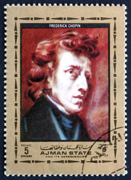 Postage stamp Ajman 1972 Frederic Chopin, Polish Composer