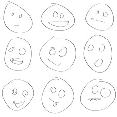 Scetch smile set vector