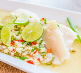 Steamed basa fish