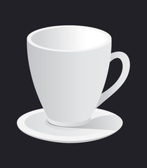 photorealistic white cup and saucer