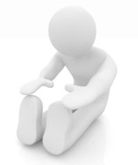 3d man isolated on white. Series: morning exercises - flexibilit