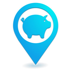 cochon sur symbole localisation bleu