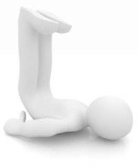 3d man isolated on white. Series: morning exercises - flexibilit